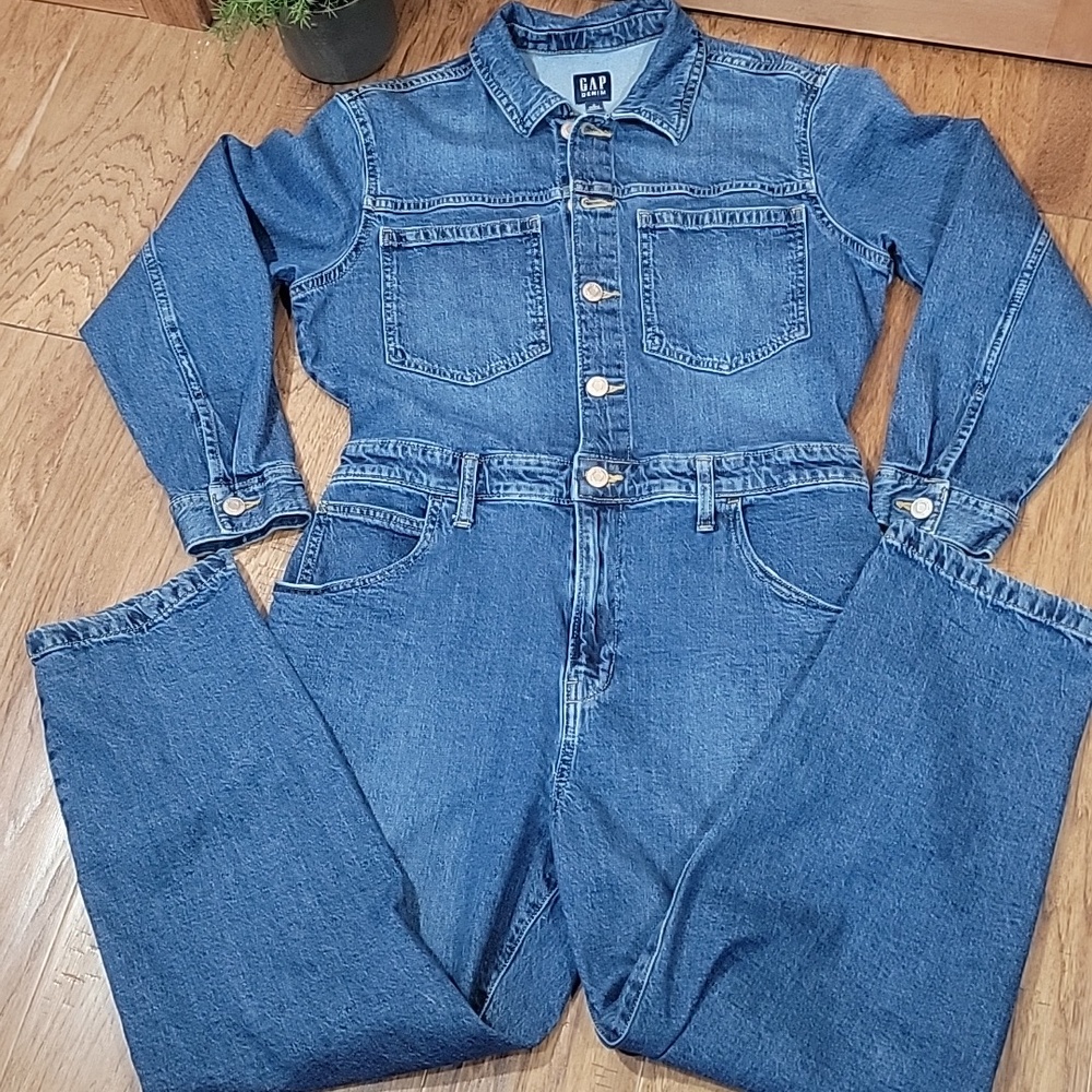 GAP Womens Denim Coverall Jumpsuit Petite Small 6/28 - Picture 8 of 14